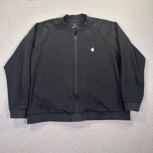 Apple Employee Full Zip Sweatshirt Jacket Black Large Made in USA  Logo